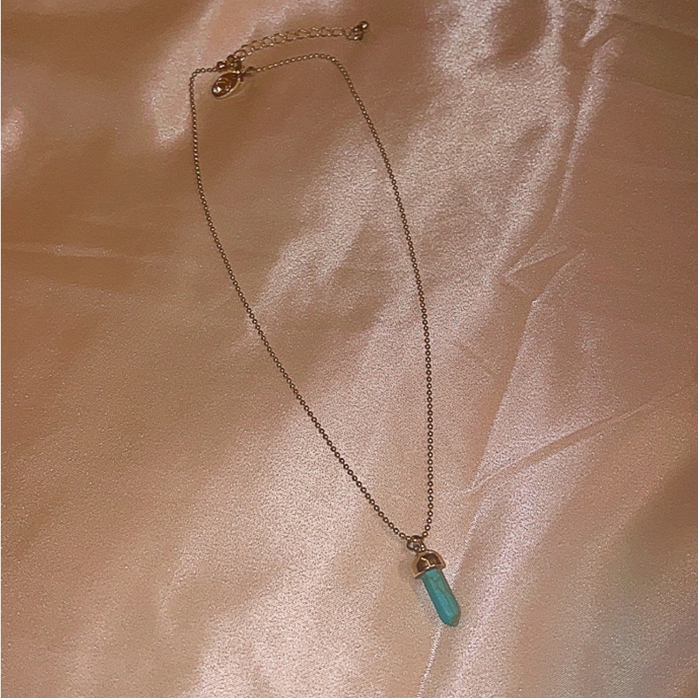 Turquoise crystal gold necklace